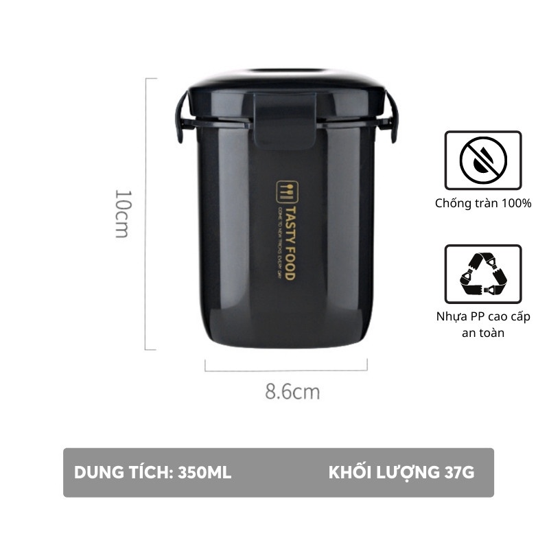 Hộp Cốc Đựng Canh Cháo Màu Đen  350ml Phong Cách Bắc Âu TomHouseVN