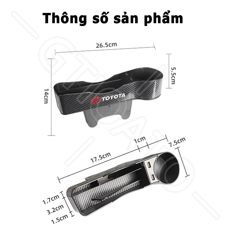 GTIOATO Khay Để Đồ Khe Ghế Ô Tô Khay ĐựNg Đồ Ô Tô Khay Đựng Đồ Khe Ghế Ô Tô Sợi Carbon Đồ Đa Năng Cắm Khe Ghế Ô Tô Khay Đựng Đồ Đa Năng Cắm Khe Ghế Xe Cho Toyota CHR Raize Corolla Cross Rush Fortuner Yaris Innova Vios Prius C Wigo Sienta Land
