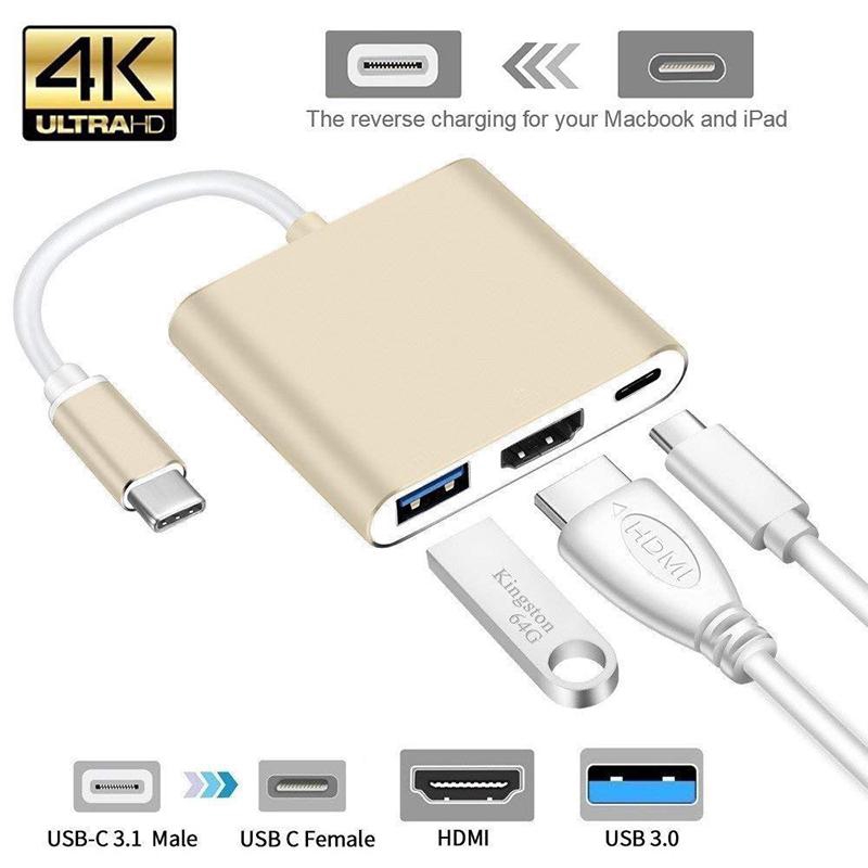 Usb c HDMI Type c Hdmi mac  3.1 Converter Adapter Typec to hdmi HDMI/USB 3.0/Type-C  Aluminum For Apple Macbook adapter