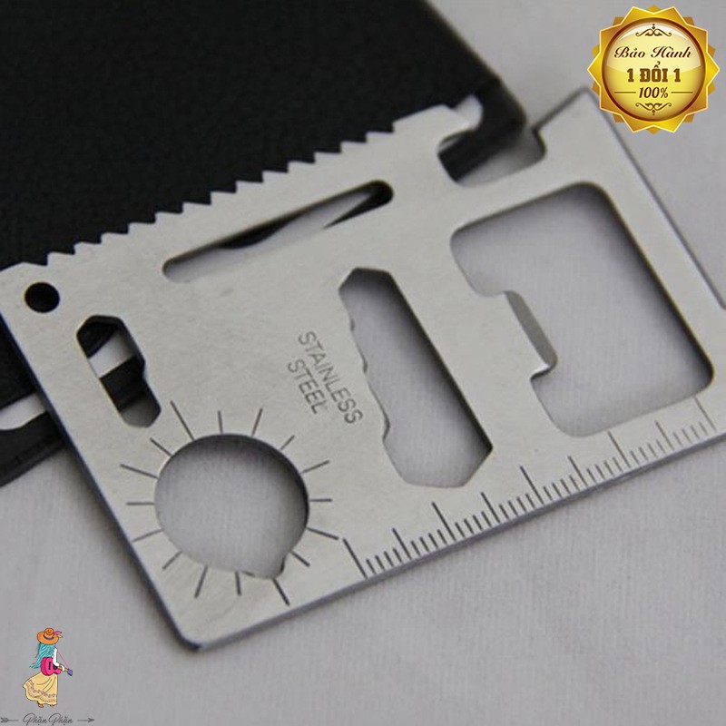 Miếng thẻ đa năng 11 công dụng thẻ phượt đa năng Steel Credit Card Survival Tool Phặn Phặn