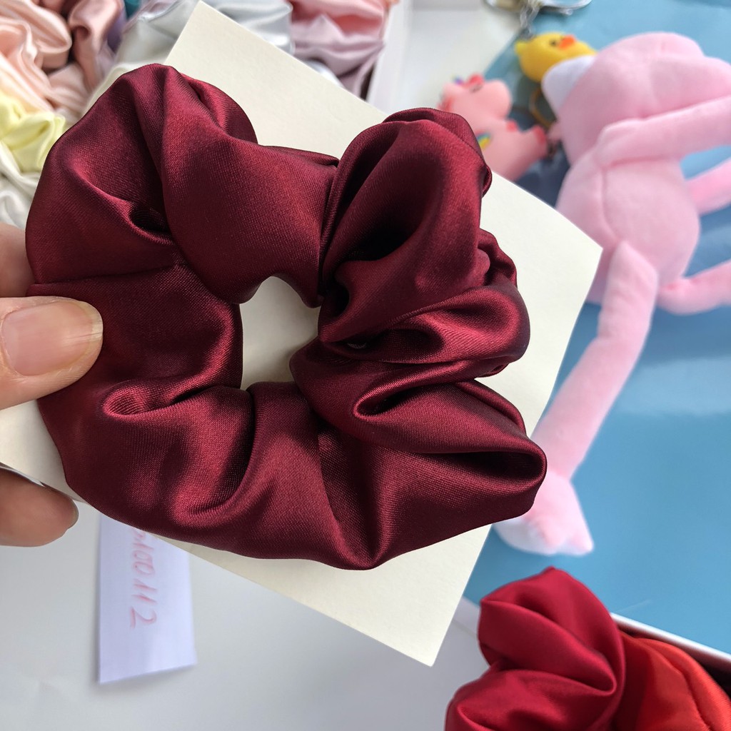 combo 100 dây cột tóc scrunchies màu trơn bóng