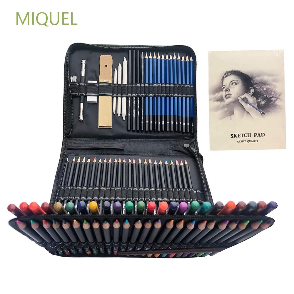 MIQUEL for Beginners & Professional Painting Pencil Student Drawing Tool KIts Sketching Graphite Pencils School Wooden Handle Scraper Sponge with Portable Case 96pcs Art Supplies