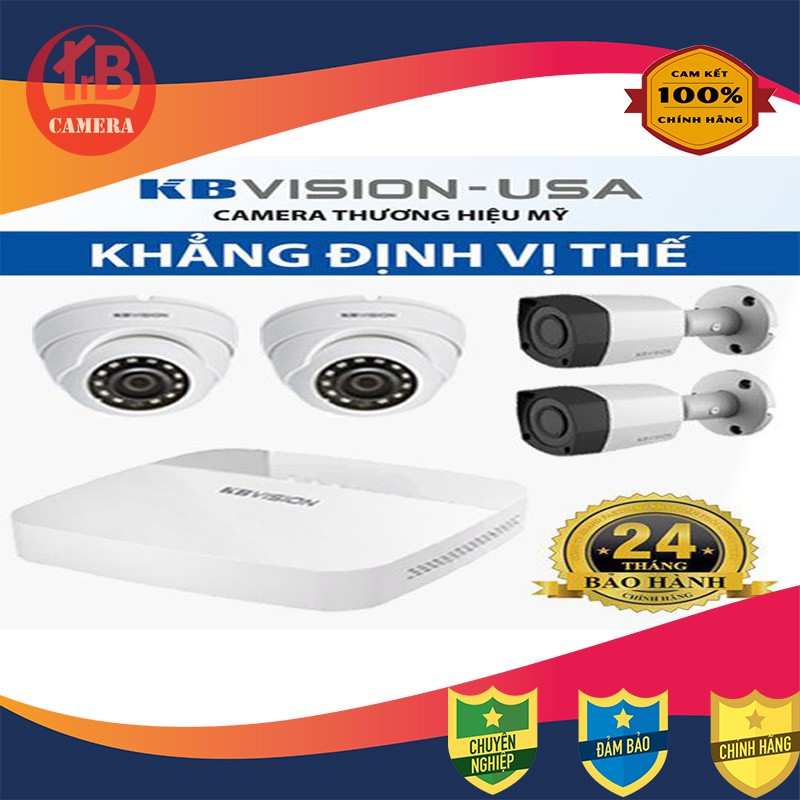 TRỌN BỘ 4 camera 2MP KBVISION 2MP FULL HD (KHÔNG PHỤ KIỆN)