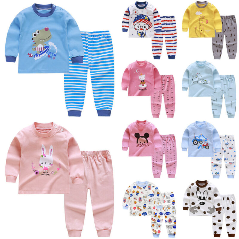Set Đồ Ngủ Tay Dài Phong Cách Hàn Quốc Cho Bé 1-6 Tuổi