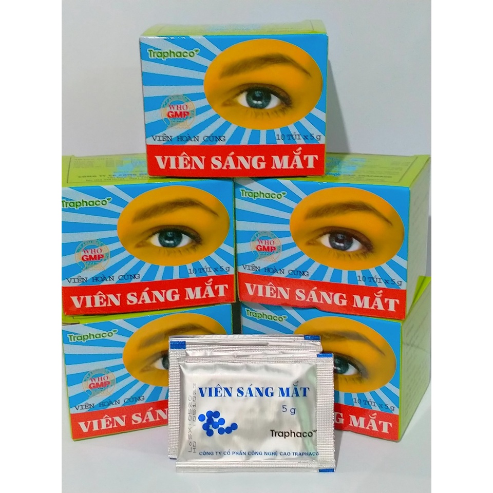 VIÊN SÁNG MẮT Traphaco hộp10 Túi 5 g hỗ trợ trong trường hợp mờ mắt, nhức mắt, khô mắt, chói mắt khi ra nắng..