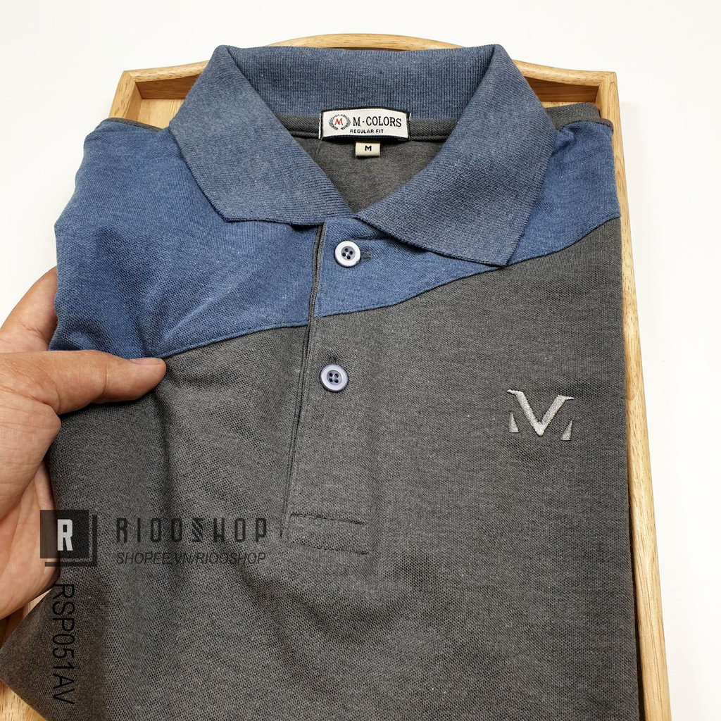Áo thun polo nam ngắn tay form rộng M-color phối 2 màu RSP051AV - áo phông nam có cổ Riooshop | BigBuy360 - bigbuy360.vn
