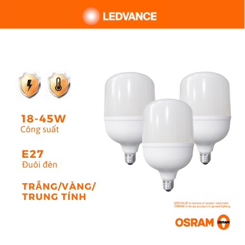 BÓNG ĐÈN LED TRỤ OSRAM 18W, 27W ĐUÔI E27 (Chính hãng)