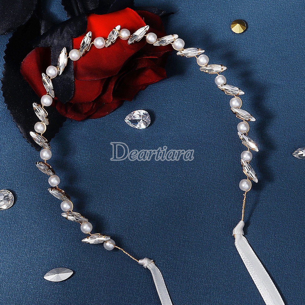 Băng Đô Cài Tóc Đính Đá Và Ngọc Trai Nhân Tạo Xinh Xắn Cho Nữ