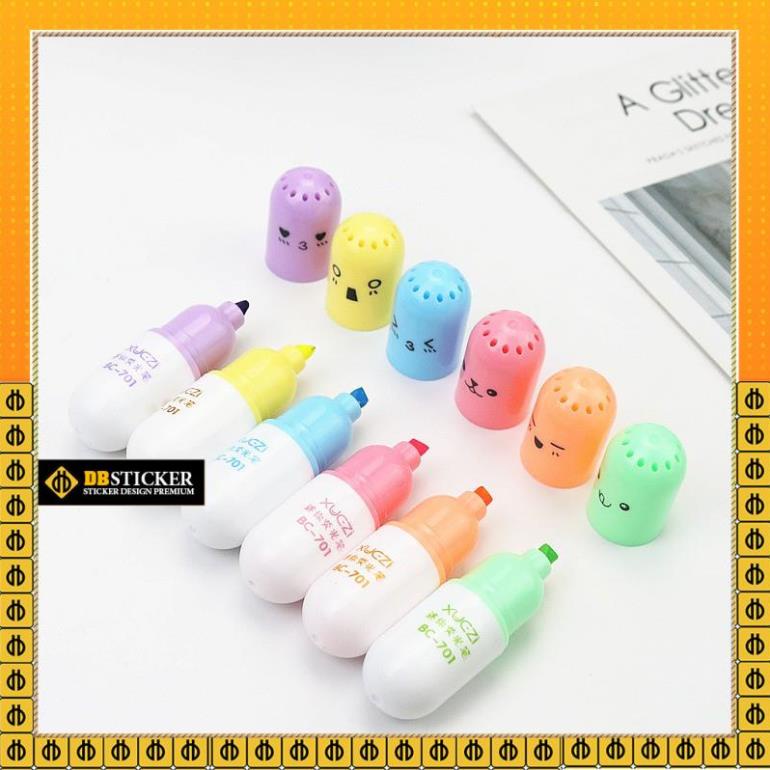 Set 6 Bút Nhớ Dòng Bút Đánh Dấu Bút Highligher Mini Hình Viên Thuốc Cho Học Sinh Sinh Viên