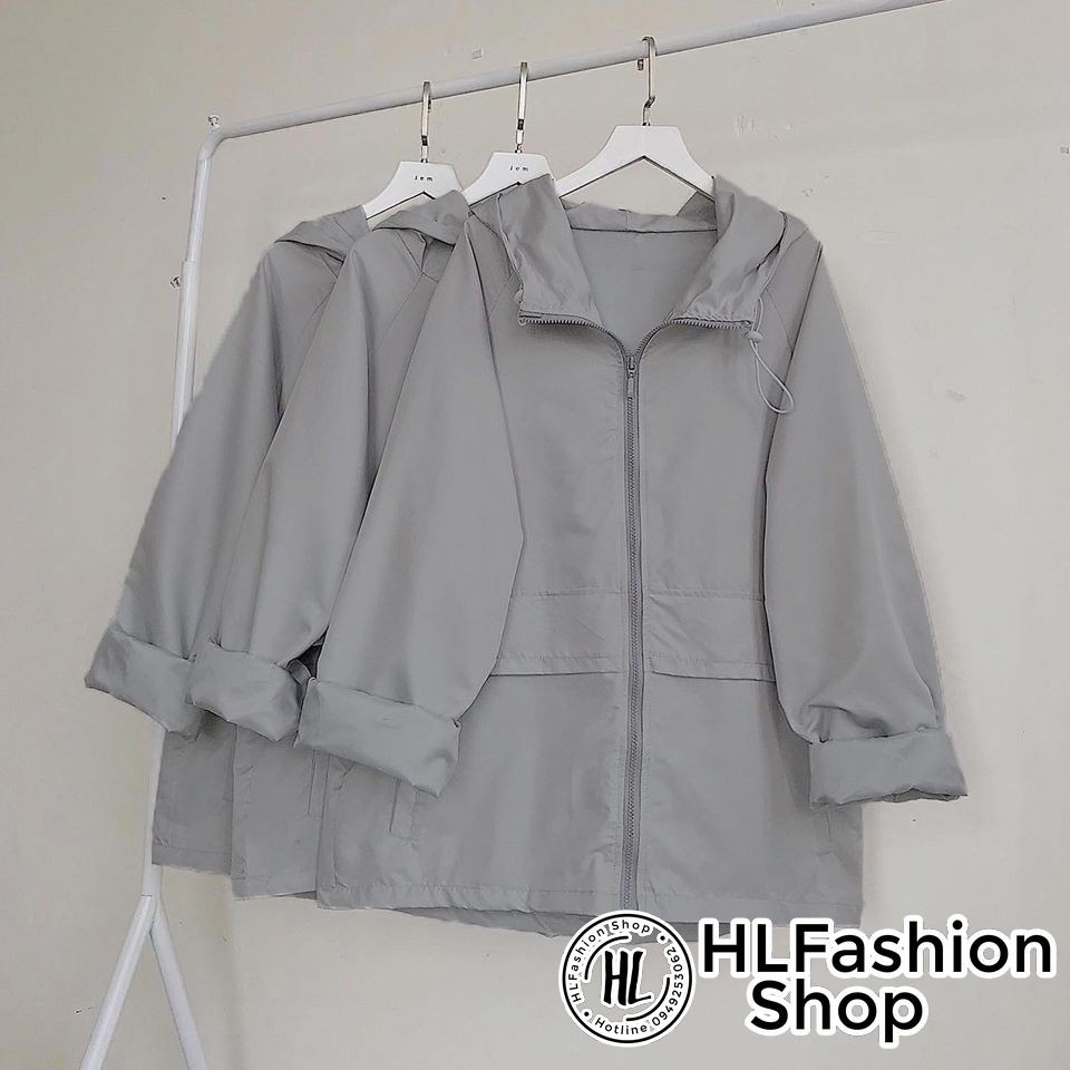 Áo khoác dù 2 lớp màu trơn Basic siêu nhẹ mát, áo khoác gió form rộng HLFashion