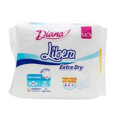 Băng Vệ Sinh Diana Libera Extra Dry Mặt Bông Siêu Mỏng Cánh (Gói 8 Miếng)