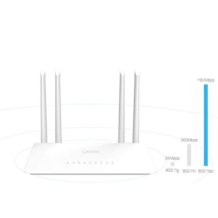 Bộ phát wifi router wifi Gee E30 2 băng tần 4 anten, wifi chuẩn AC1200 công suất cao có chức năng câu sóng wifi