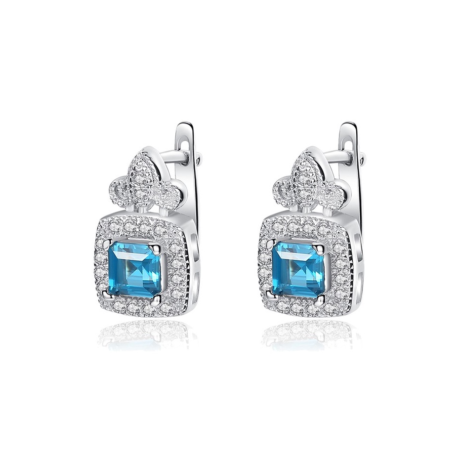 Bộ Trang Sức Bạc Nữ Đính Đá Màu Xanh Sang Trọng BNT16-Bảo Ngọc Jewelry