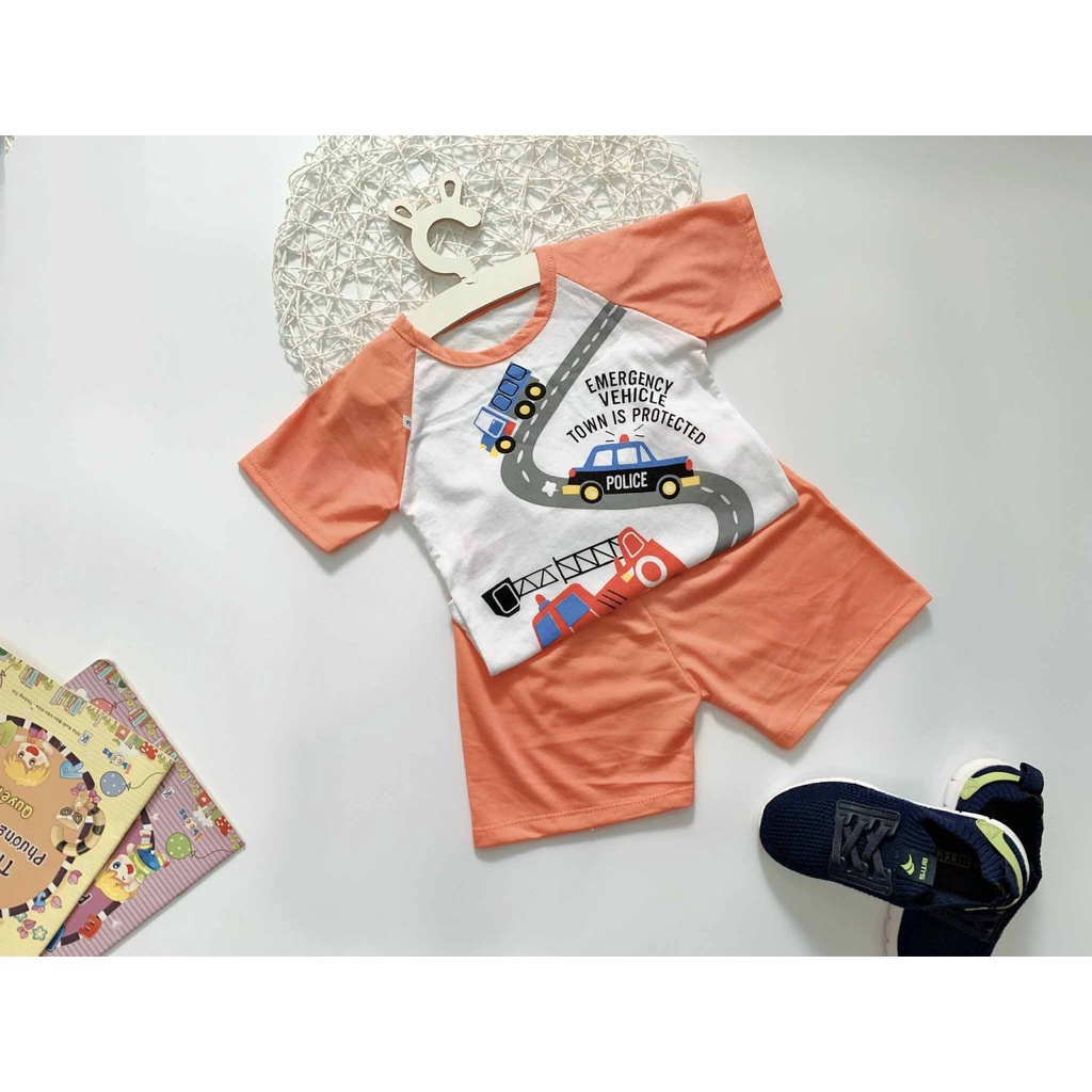 [MẪU MỚI] BỘ CỘC TAY CHẤT COTTON XUẤT XỊN IN HÌNH XE CHO BÉ TRAI 10-24KG. ẢNH CHỤP THẬT. VIDEO THẬT. BIBO BABY SHOP
