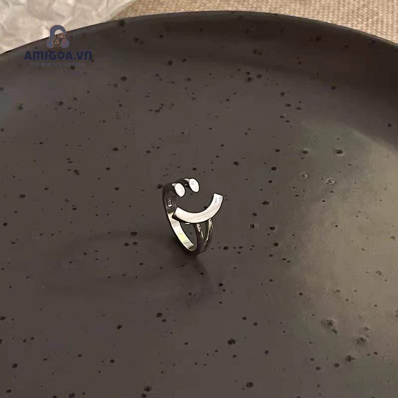 ✨✨Nhẫn Hở Mạ Bạc Hình Mặt Cười Phong Cách Hàn Quốc Thời Trang Cho Nữ