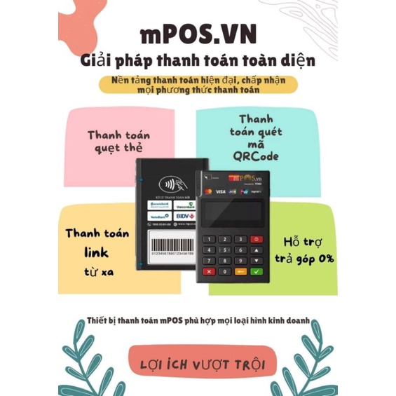 Máy Quẹt Thẻ MPOS Tích Hợp Chức Năng Trả Góp LS 0% Kết Nối Bluetooth Với Điện Thoại