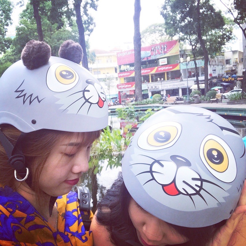 Mũ bảo hiểm đẹp mèo con siêu dễ thương kèm tai ( Tặng mũi nón nếu khách yêu cầu)☘️❤️ -Sắc nét từng chi tiết
