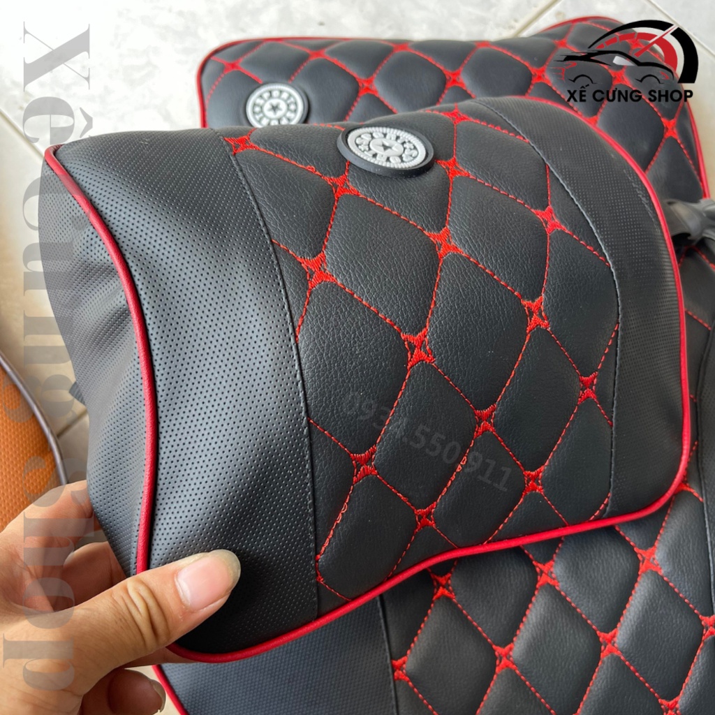 Gối tựa đầu và tựa lưng cao su non bọc da 3D
