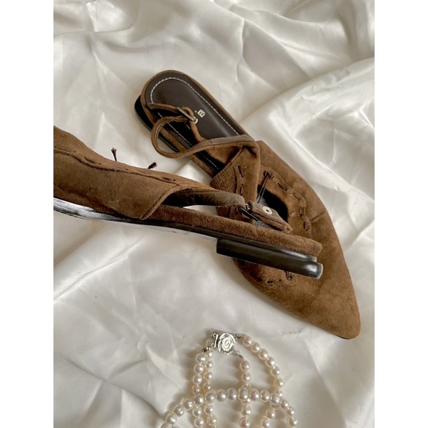 Giày bệt đan dây mũi nhọn vintage /size 34.5/35