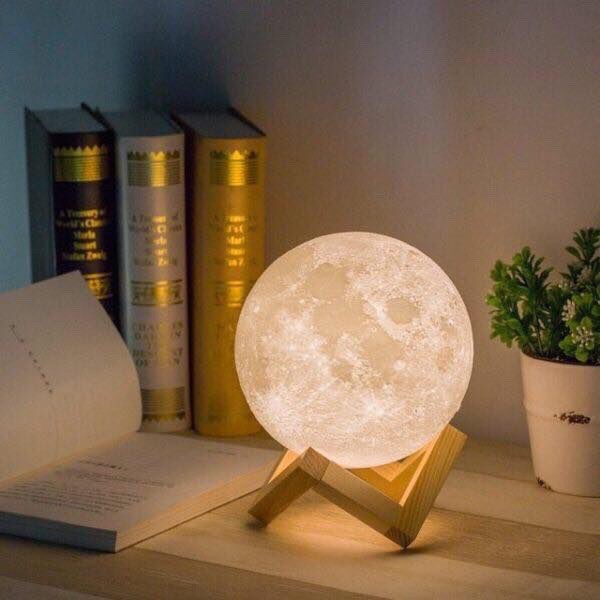 Đèn Mặt Trăng - Đèn Ngủ Mặt Trăng 3D 8 - 16cm cảm ứng tự đổi màu để Bàn, Trang Trí Phòng Ngủ, Bàn Làm Việc Bàn Học