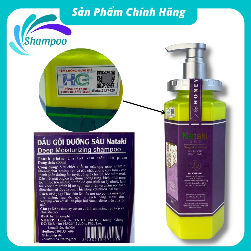 Cặp dầu gội đầu NATAKi 760ml chăm sóc tóc phục hồi hư tổn tặng dầu olexs 500ml hoặc ủ marubi