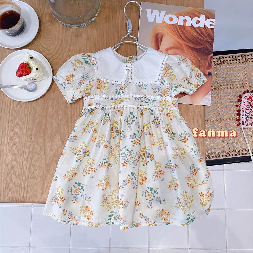[10-25kg] Váy Bé Gái Tay Bồng Họa Tiết Hoa