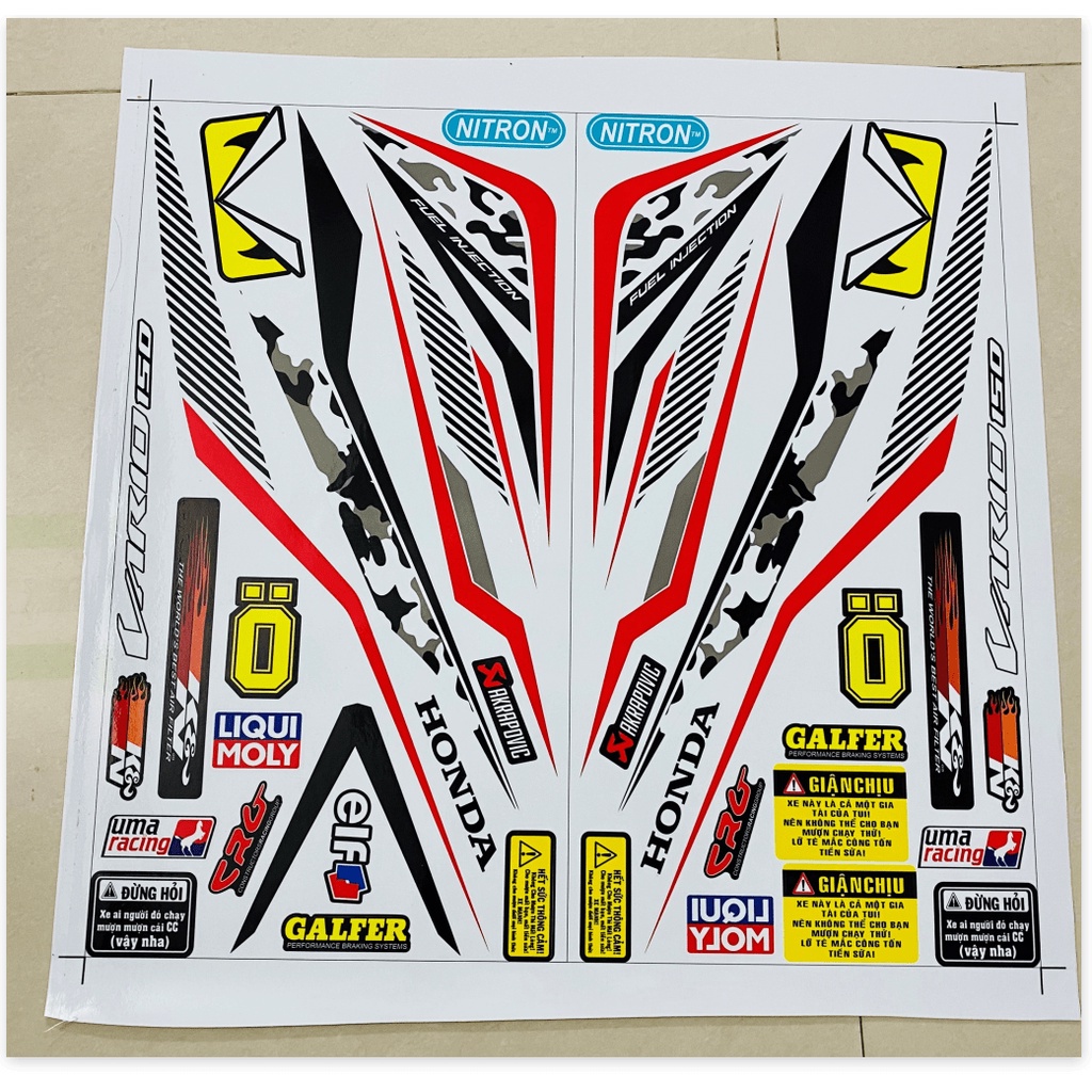 ( Quí khách vui lòng mang ra tiệm cho thợ dán ) Tem vario 150 21542 trắng