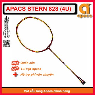 Chính hãng [Vợt cầu lông Apacs Stern 828 - 4U] - sắc đỏ rực lửa, nét vân mạnh mẽ, thân đũa linh hoạt
