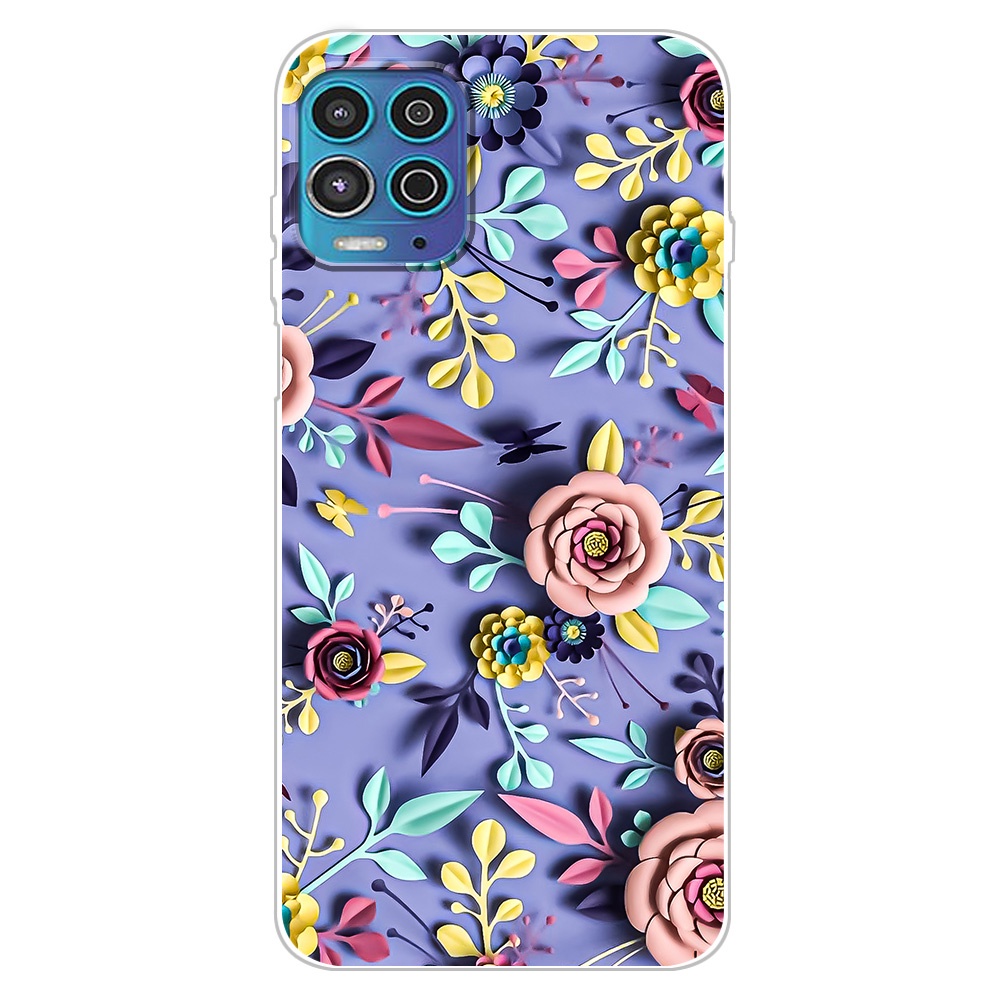Ốp Lưng Silicone/Tpu In Họa Tiết Hoa Cho Motorola Moto G100