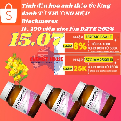 [Hàng Chuẩn ÚC] Blackmores Evening Primrose Oil - Viên uống tinh dầu hoa anh thảo 190 viên MẪU MỚI DATE 2023 | Thế Giới Skin Care