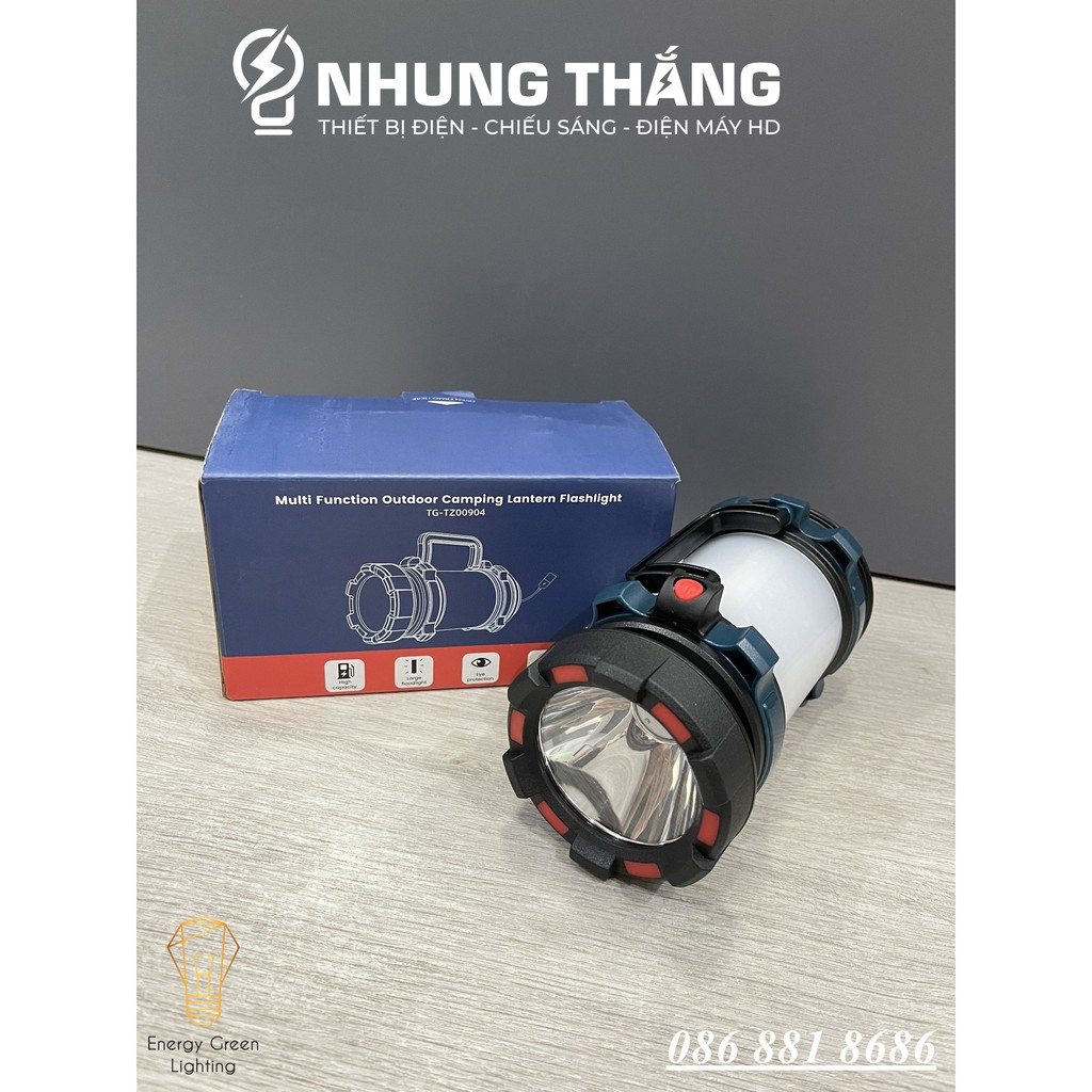 Đèn Pin Cầm Tay 2 Nguồn LED Siêu Sáng TG-TZ00904 - Pin Sạc Tích Điện - Dung Lượng Pin 2400mAh - Bảo Hành 1 Năm