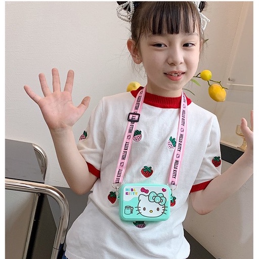 Túi đeo chéo silicon cho bé, túi mini cho bé hình mèo Hello Kitty xinh xắn phong cách Hàn Quốc