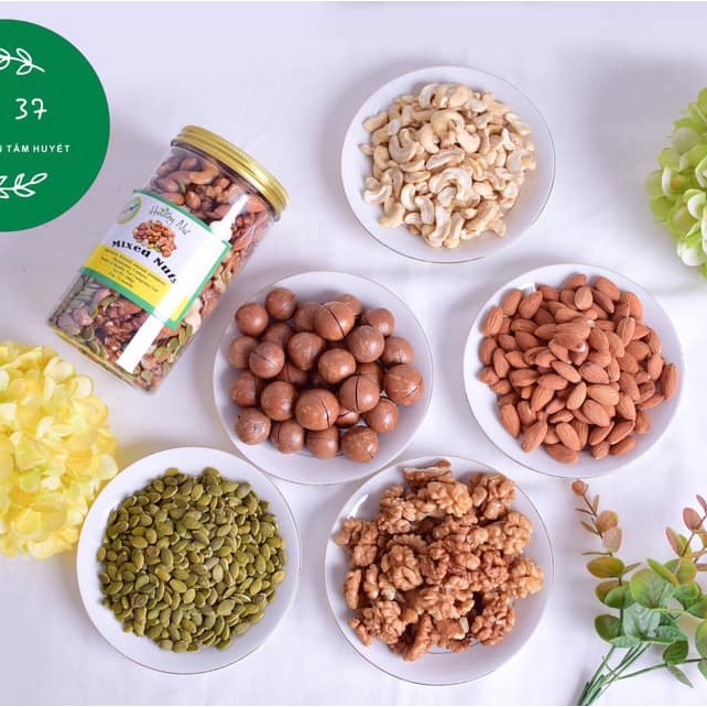 Hạt Mix Dinh Dưỡng 500 gam- Hạt hỗn hợp mix 5 loại (Óc Chó,Macca,Hạnh Nhân,Bí xanh,Hạt Điều) - Bách Hóa Thực Phẩm Sạch