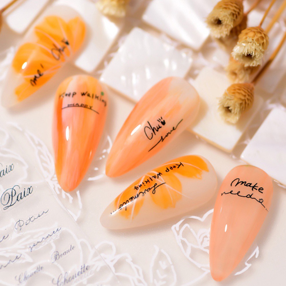 [Hàng mới về] Miếng Dán Trang Trí Móng Tay Hình Chữ Tiếng Anh 3D Chống Thấm Nước