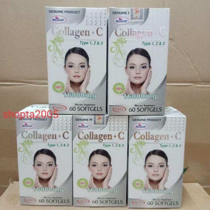 Collagen + C 16000mg Tybe,1 2 & 3 Hàng Mỹ đẹp da, chống lão hóa, mờ thâm, trắng da Hộp 60 viên