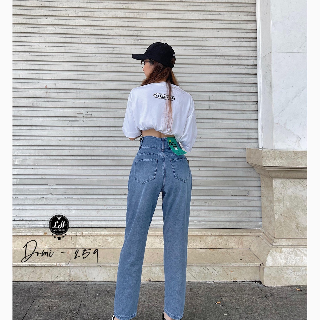 Quần bò baggy màu xanh túi nắp có tag trắng siêu cưng  Lê Huy fashion Ms 259
