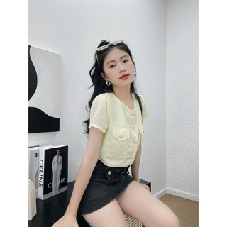 Dori top sơ mi dáng ngắn ebublio