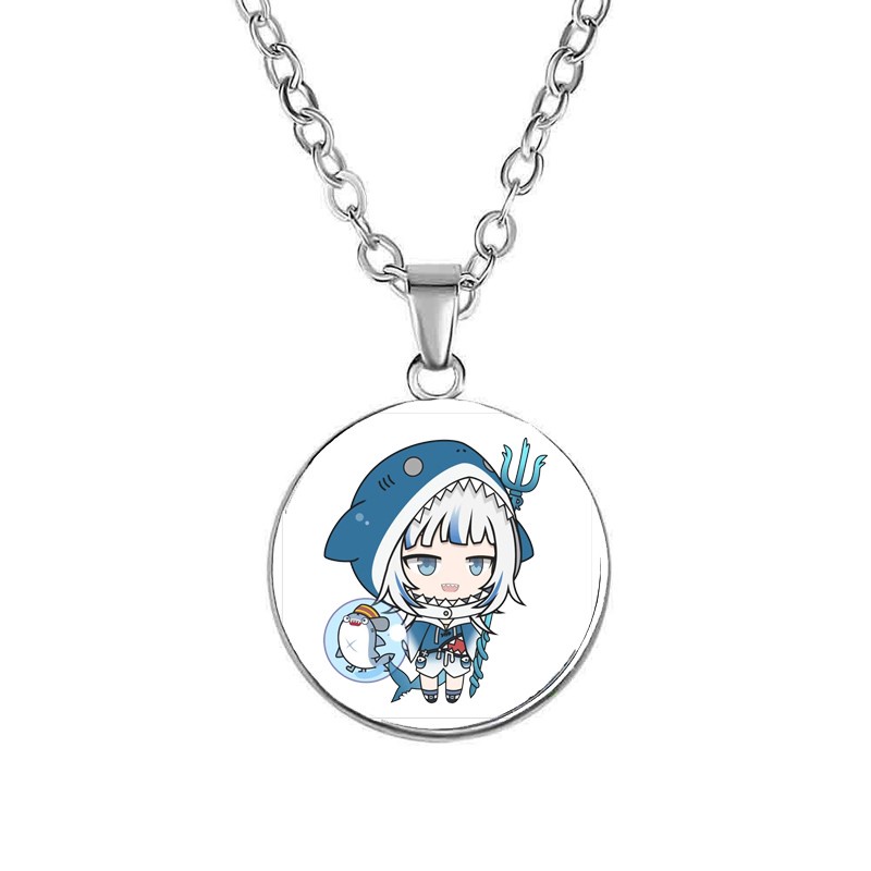 Vòng cổ in hình GAWR GURA Hololive Vtuber phụ kiện trang sức phong cách anime chibi