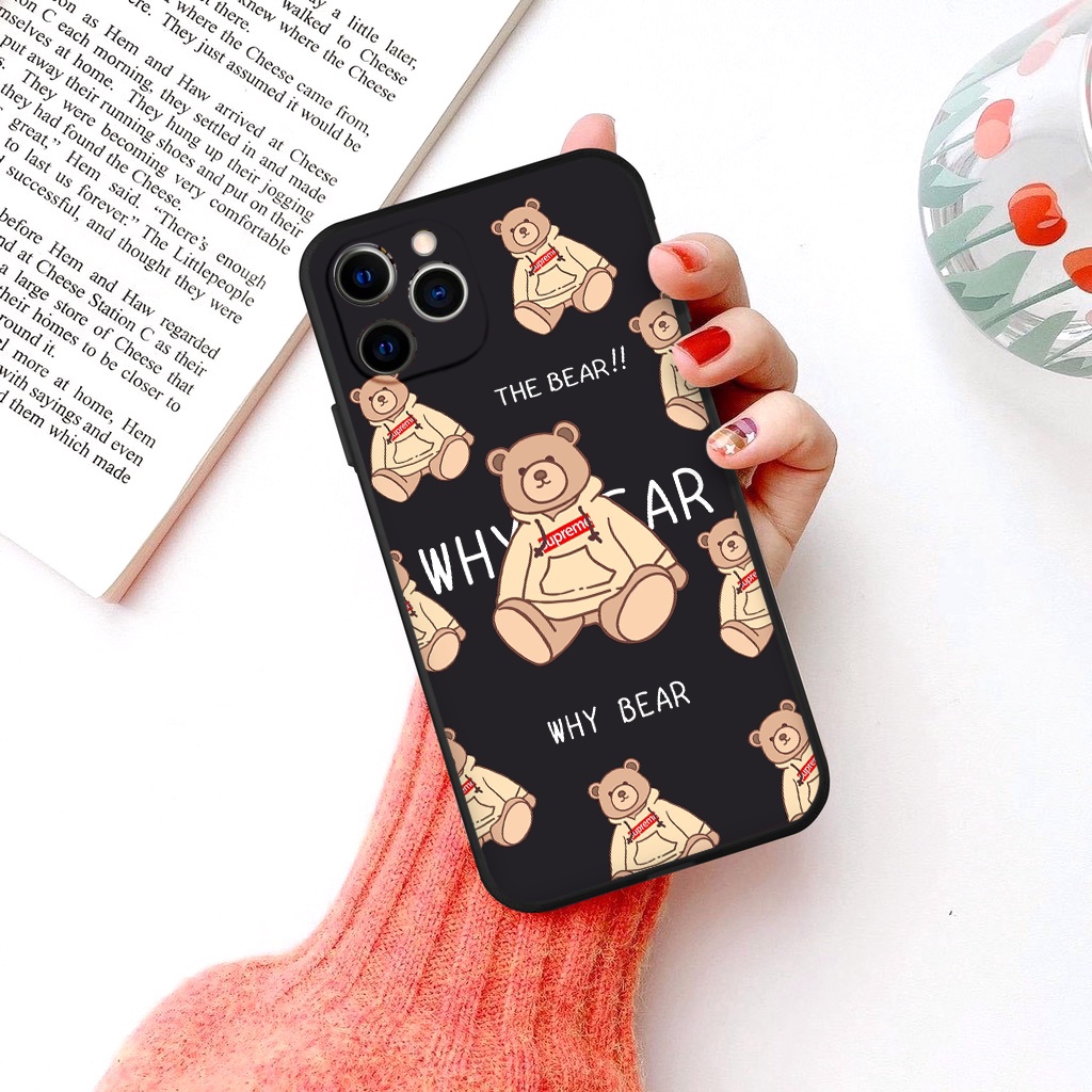 Ốp iphone - Ốp lưng iphone cạnh vuông The bear dành cho ip 6 đến 14promax - ng200