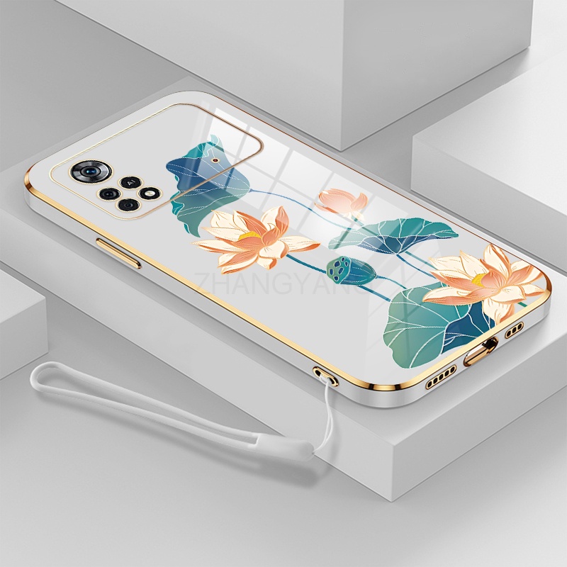 ốp lưng poco m4 pro 4g poco x4 pro 5g ốp điện thoại poco m4 pro 4g poco x4 pro 5g Ốp Điện Thoại TPU Dẻo Mạ Màu Họa Tiết Hoa Sen Sang Trọng