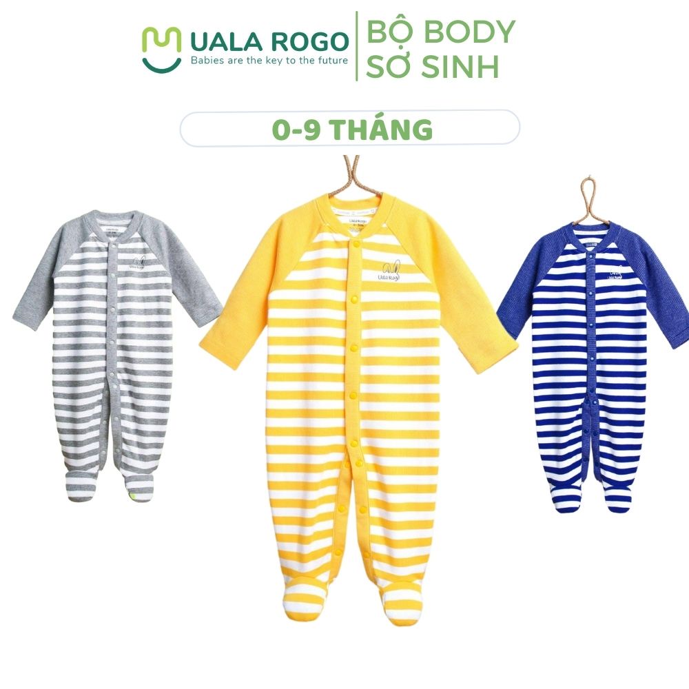 [FULL] Bộ body sơ sinh cho bé 0-9 tháng Ualargo vải cottoon + sợ tre bamboo liền thân mềm mại an toàn cho da bé