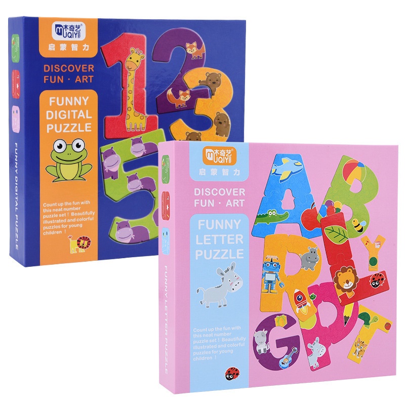 Đồ chơi giáo dục nhận thức sớm montessori - Ghép mảnh chữ cái và số có hình gợi ý trên mảnh ghép