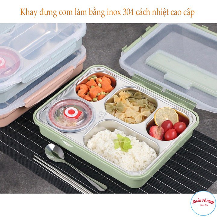 Hộp Đựng Cơm 5 Ngăn Ruột Bằng Inox 304 Khay Cơm Giữ Nhiệt INOX CAO CẤP | BigBuy360 - bigbuy360.vn