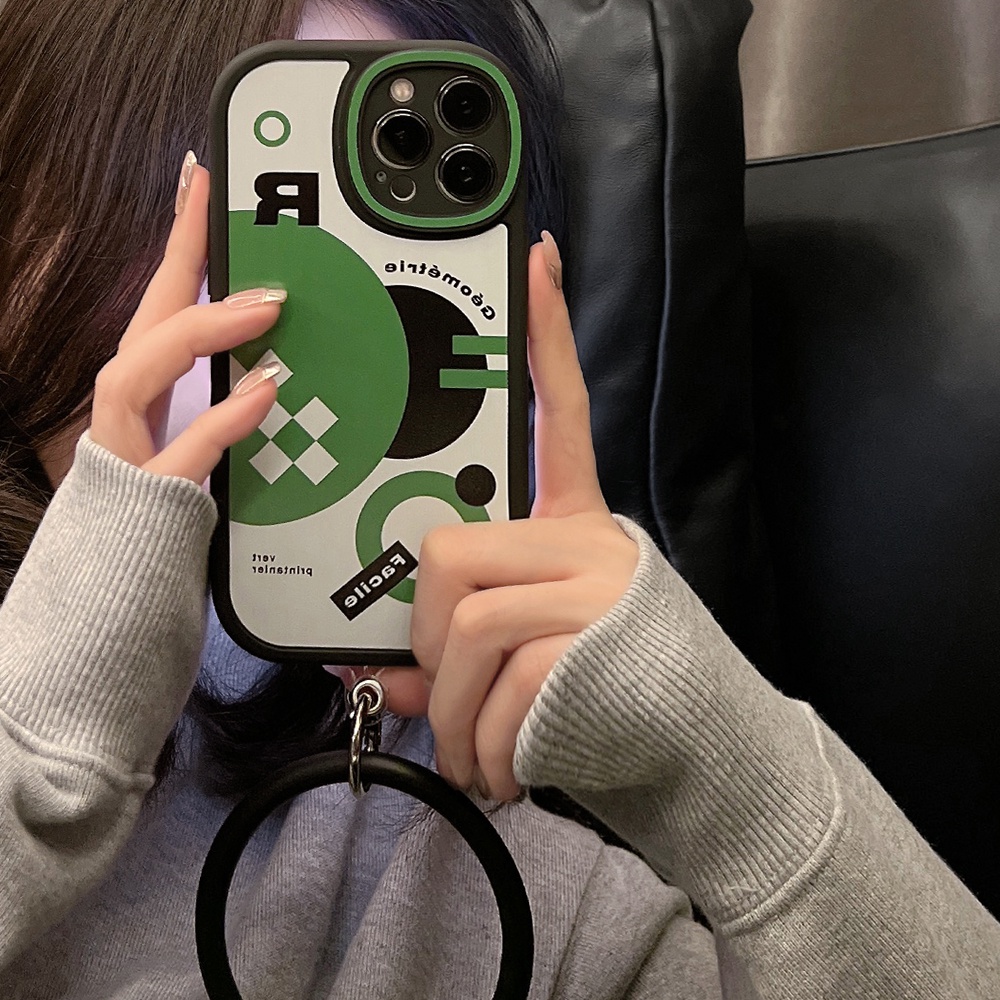 Ốp Điện Thoại TPU Mềm Chống Sốc Họa Tiết Hình Học Có Vòng Đeo Tay Cho iPhone 11 12 13 Pro max mini XS max xr 7 8 se2020 plus