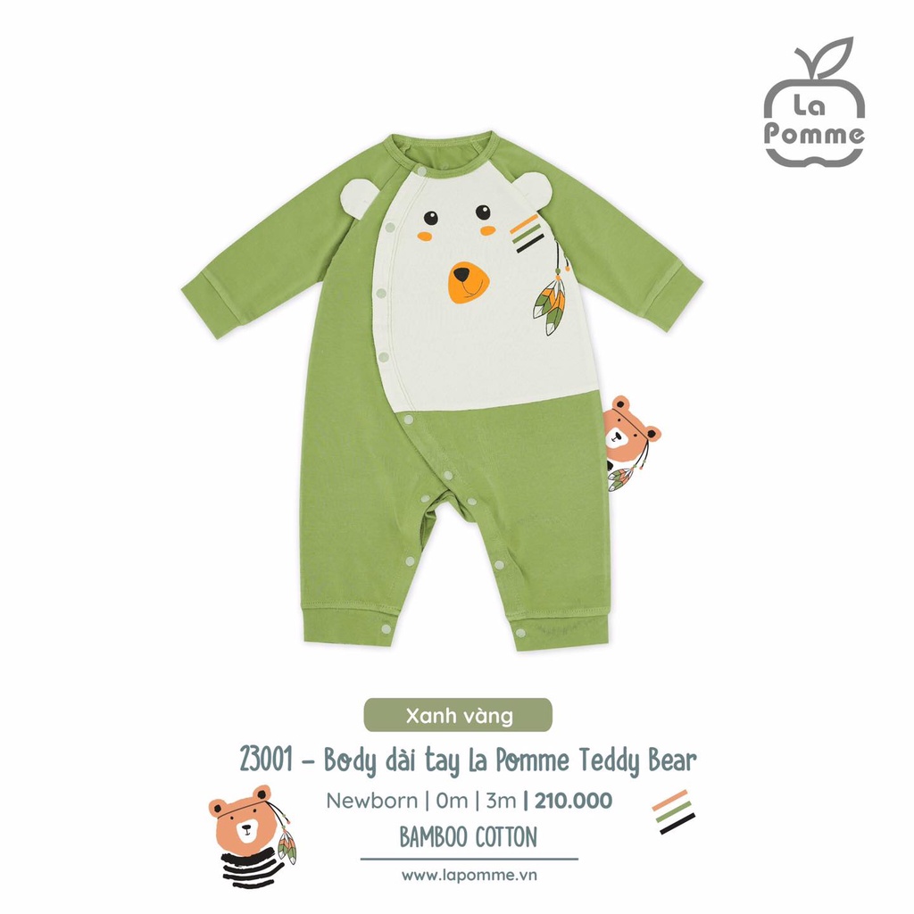 Bộ cài chéo cài giữa Body dài tay La Pomme sơ sinh modal cao cấp hải cẩu kẻ sọc bé trai bé gái SLD185 JL047 23001 15001