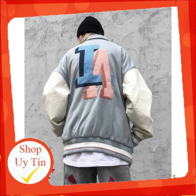 ÁO KHOÁC BOMBER KAKI PHỐI TAY DA LA ( hình chụp thật )
