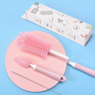 Cọ Rửa Bình Sữa Silicon Cao Cấp 3 Chi Tiết [Tay cầm xoay 360 độ]