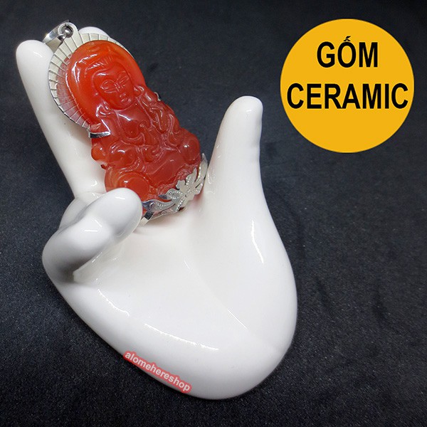 Bàn Tay Trưng Bày Sản Phẩm Nhỏ Gọn Mini Bằng Gốm Sáng Bóng Trắng Sứ