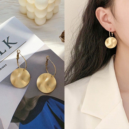 Bông Tai Hình Tròn Bằng Kim Loại Cao Cấp Phong Cách Âu Mỹ Mới 2020