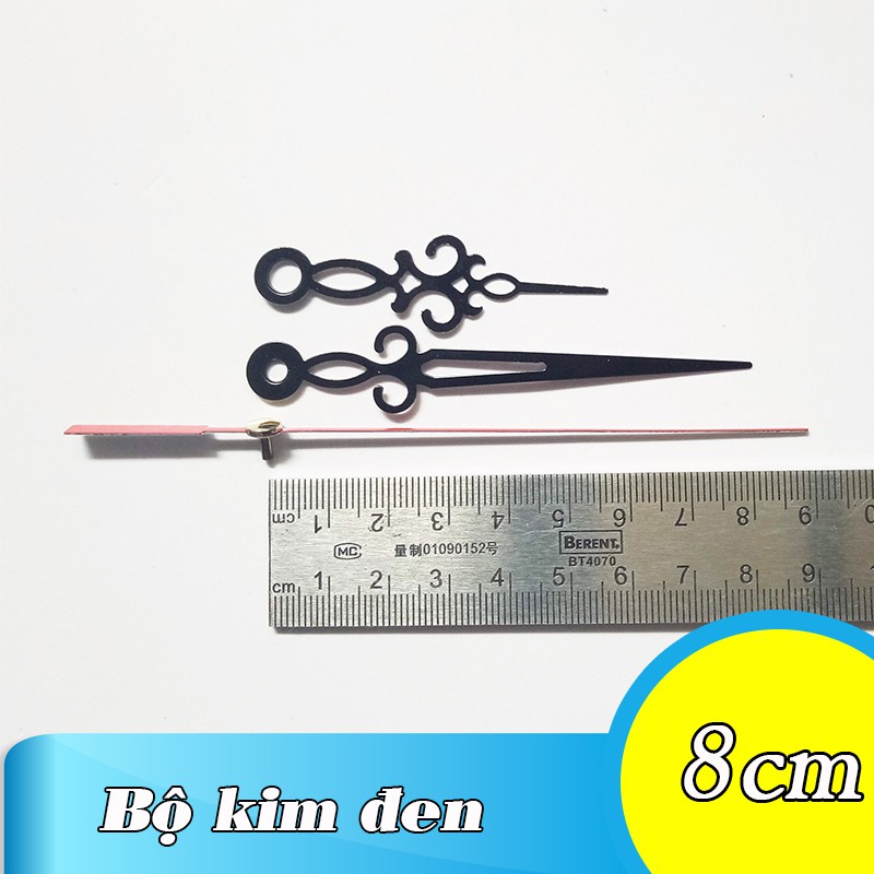 Kim trôi - Bộ kim đen kiểu 8cm và Máy đồng hồ treo tường loại tốt - Trục 5mm